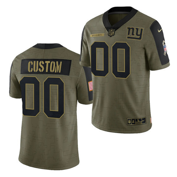 Men's New York Giants ACTIVE PLAYER Custom 2021 Olive Salute To Service Limited Stitched Jersey